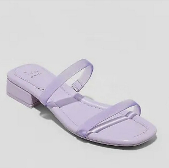 A New Day NWT Annie Lavender Purple 2 Strap Jelly Slide Block Heel Flat Sandals - Picture 6 of 7